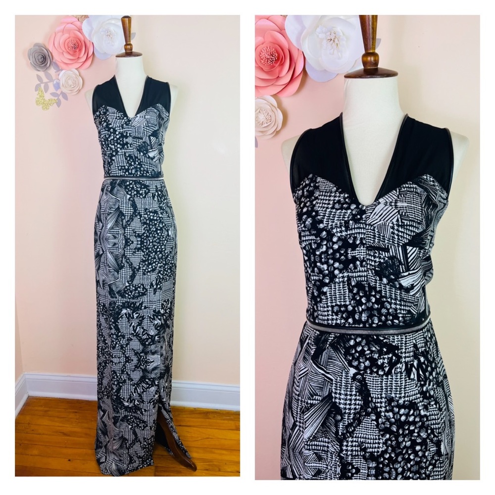 New! Limited Edition YIGAL AZROUEL Mesh Graphic Slit Detachable Top & Skirt Gown - Picture 2 of 10